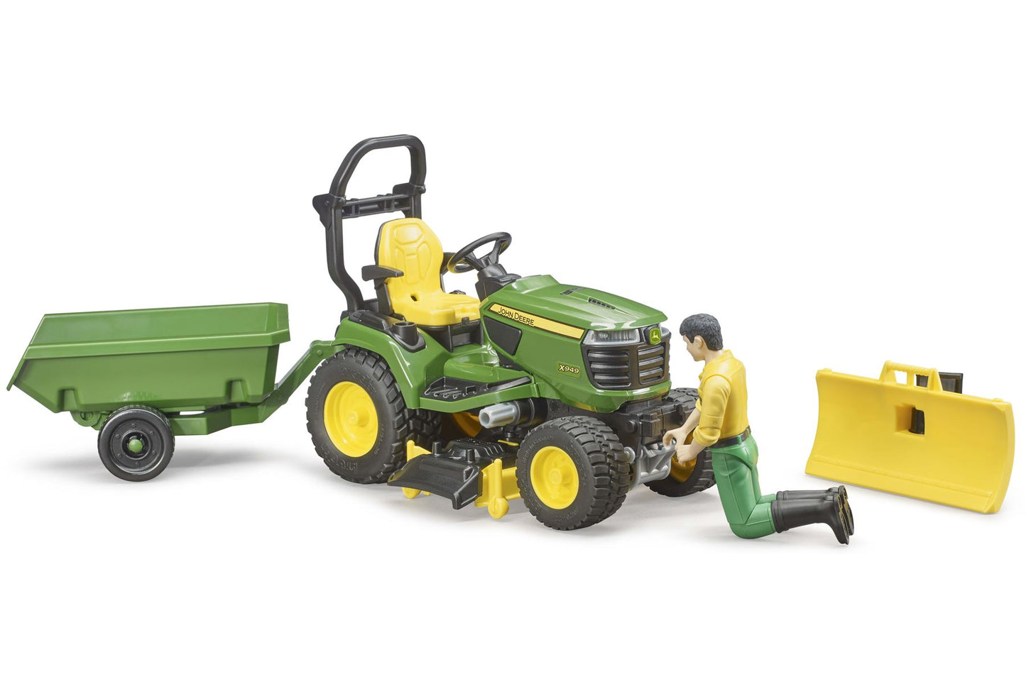 bworld John Deere Lawn tractor with trailer and gardener
