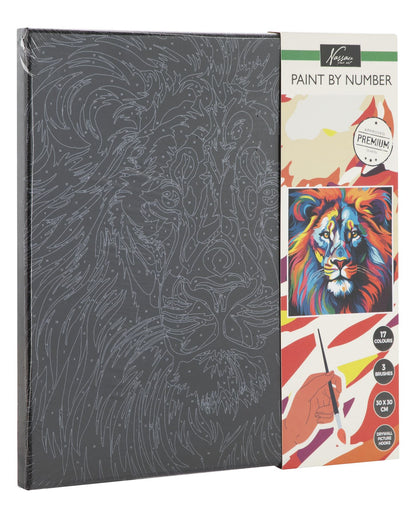 Paint by number black canvas 30x30cm Lion 3 brushes, 18 pcs acrylic paint, banderole, shrink