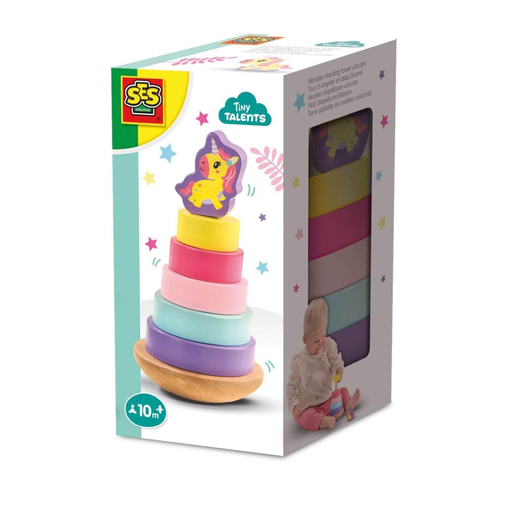 Wooden stacking tower unicorn
