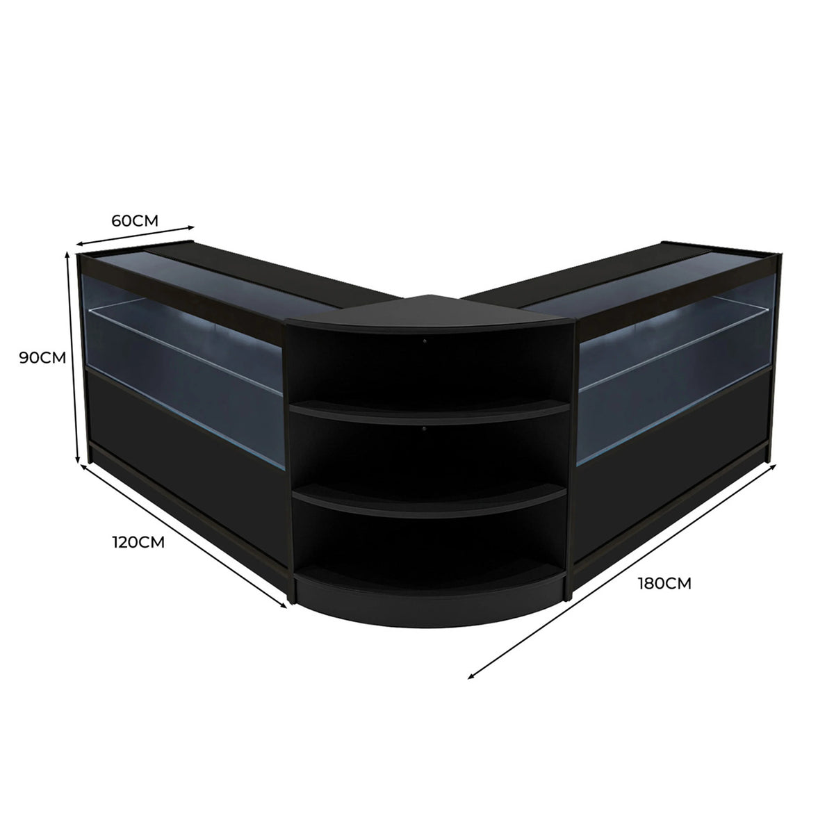 Andromeda LED Shop Counter Set LM60 & 2 x C1200 - Black