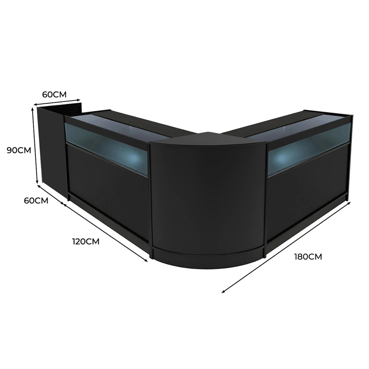 Luna LED Shop Counter Set CM60, TB60 & 2 x B1200 - Black
