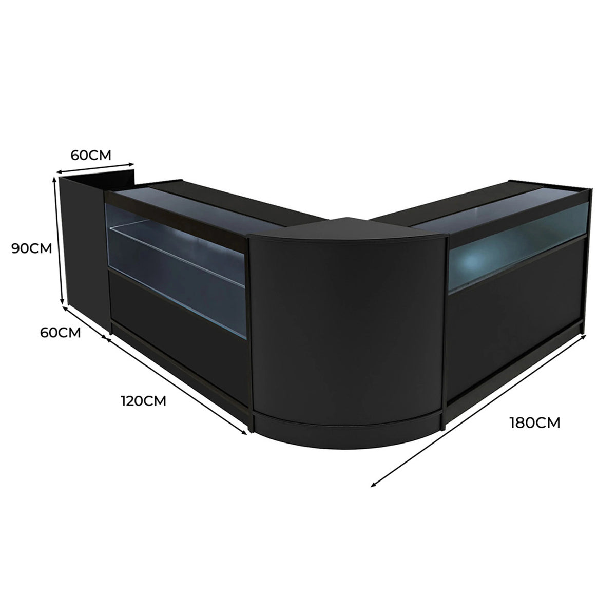 Gravity LED Shop Counter Set B1200, C1200, TB60 & & CM60 - Black