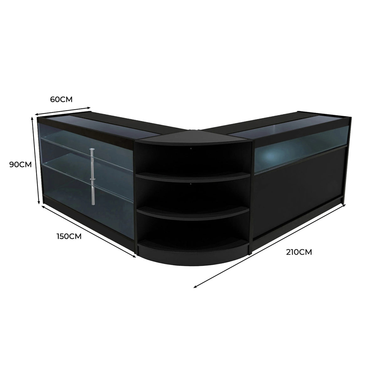 Demeter LED Shop Counter Set K1500, B1500 & LM60 - Black