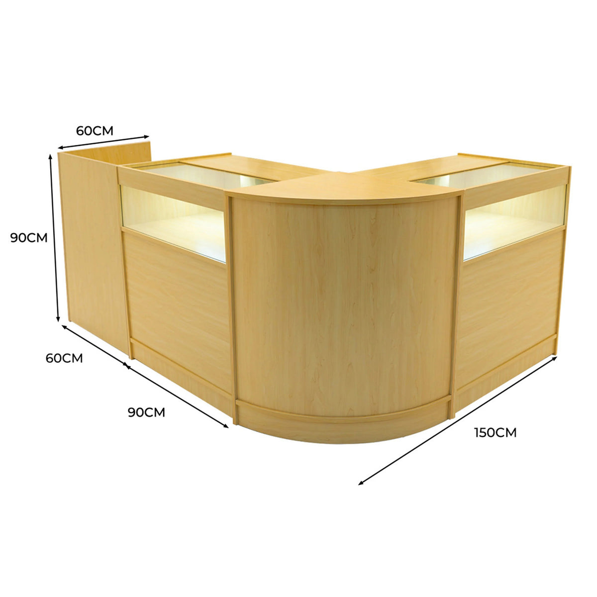 Luna LED Shop Counter Set CM60, TB60 & 2 x B900 - Maple