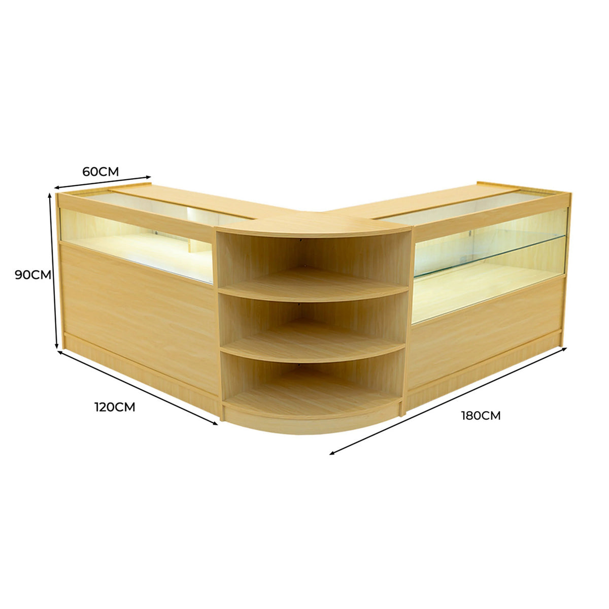 Harmonia LED Shop Counter Set B1200, C1200 & LM60 - Maple