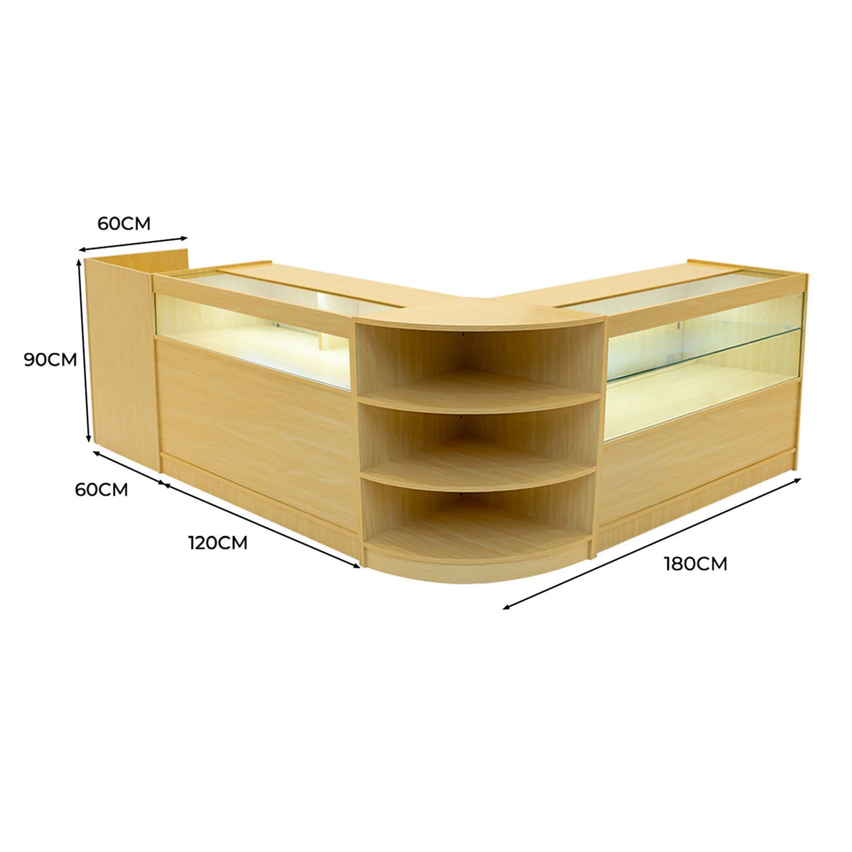 Europa LED Shop Counter Set B1200, C1200, TB60 & LM60 - Maple