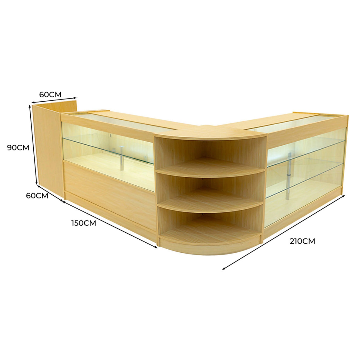 Theia LED Shop Counter Set K1500, C1500, TB60 & LM60 - Maple