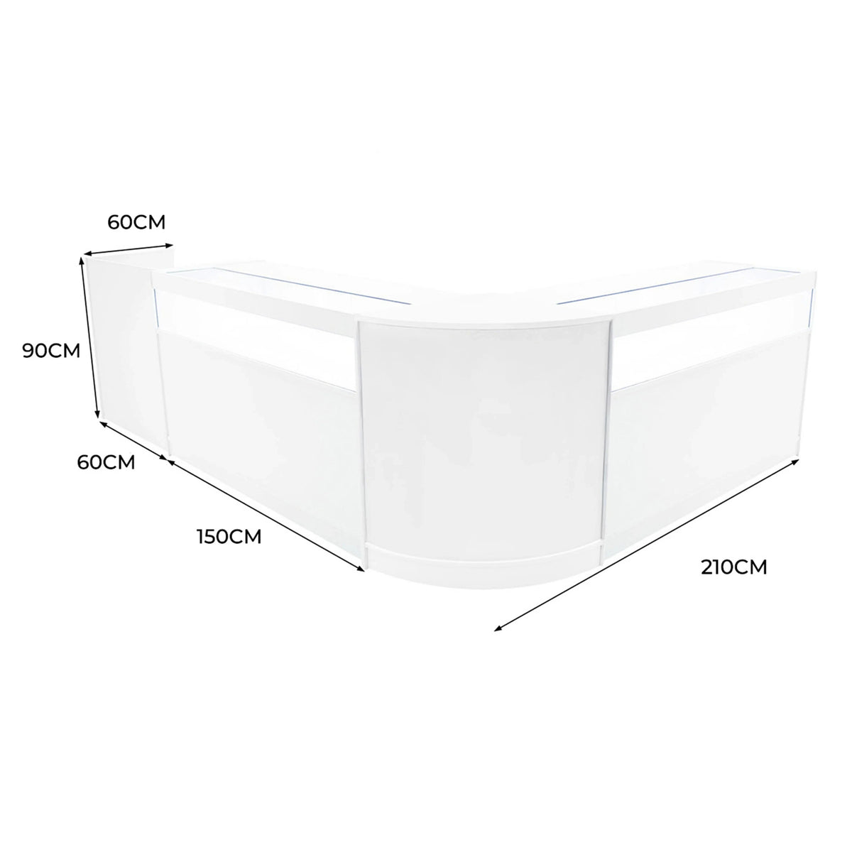Luna LED Shop Counter Set CM60, TB60 & 2 x B1500 - White