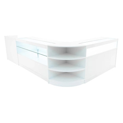 Europa LED Shop Counter Set B1500, C1500, TB60 & LM60 - White