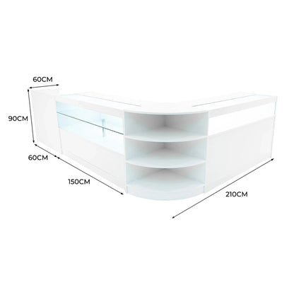 Europa LED Shop Counter Set B1500, C1500, TB60 & LM60 - White