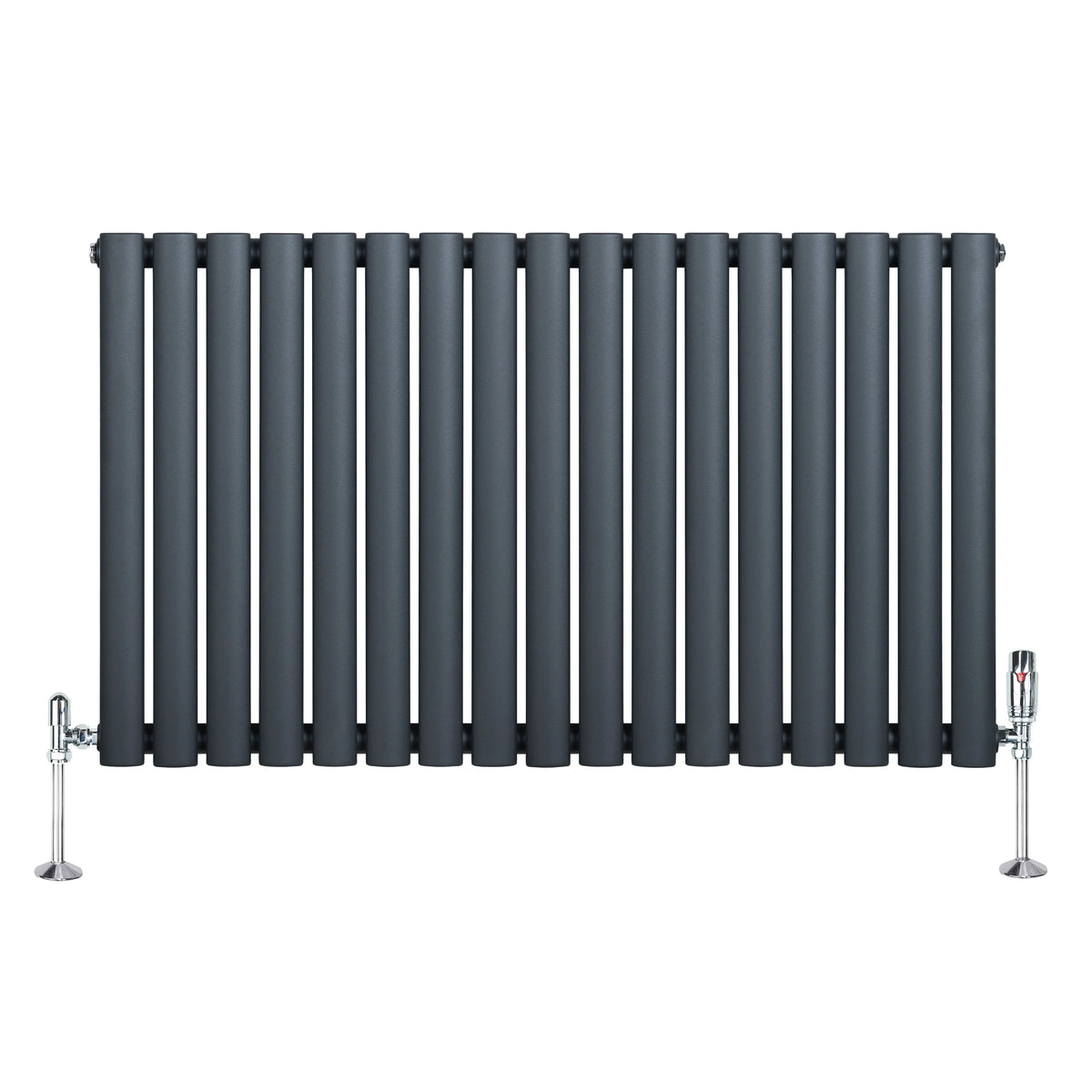 Oval Single Column Radiator & Valves – 600mm x 1020mm – Anthracite Grey