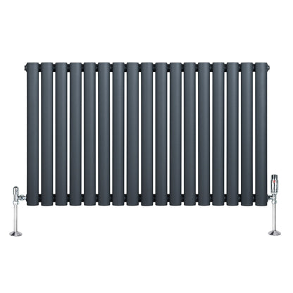 Oval Single Column Radiator & Valves – 600mm x 1020mm – Anthracite Grey