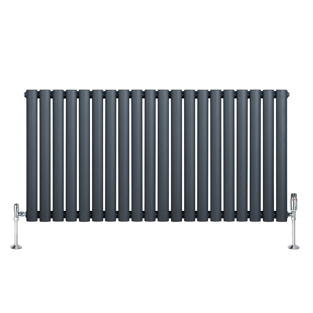 Oval Single Column Radiator & Valves – 600mm x 1200mm – Anthracite Grey