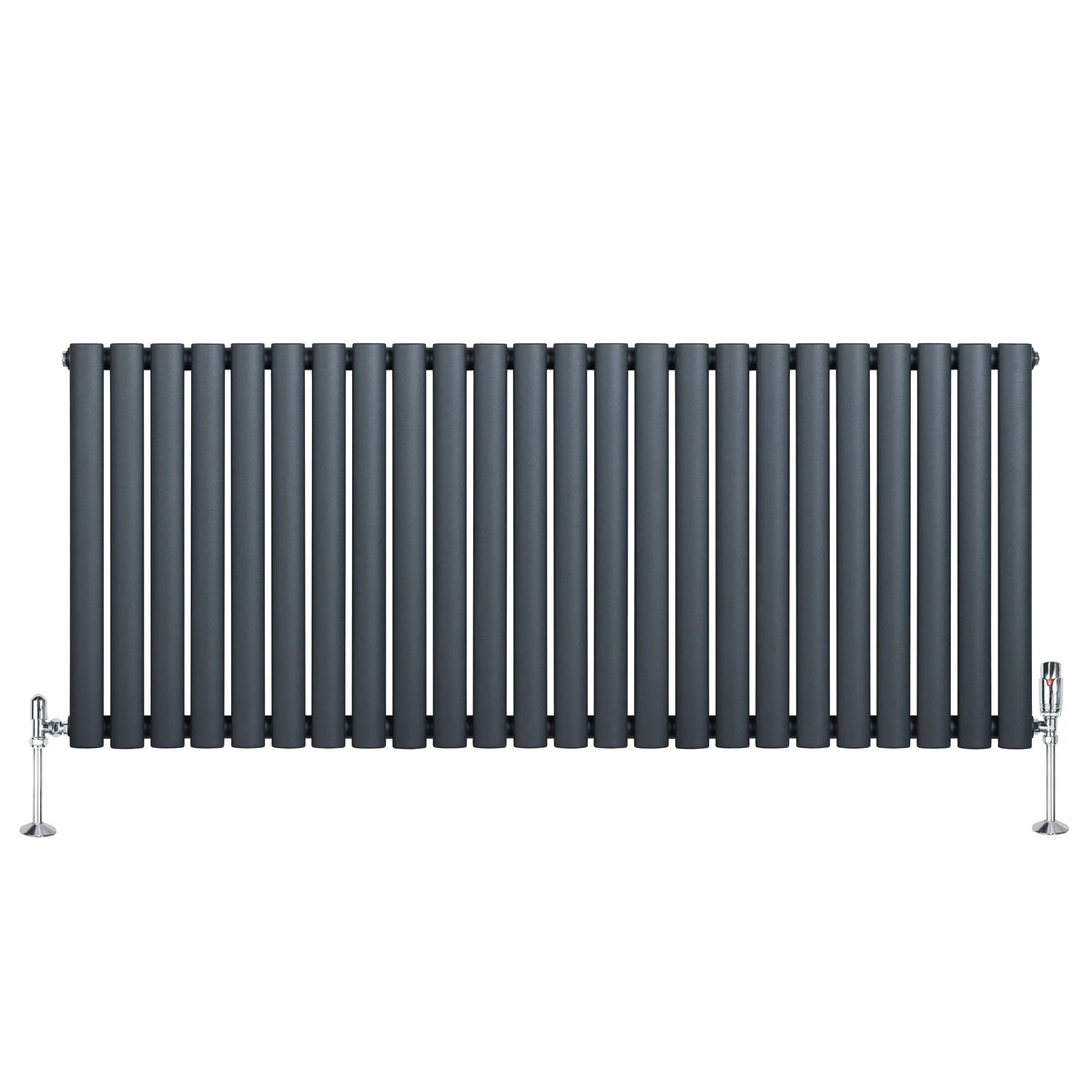 Oval Single Column Radiator & Valves – 600mm x 1440mm – Anthracite Grey