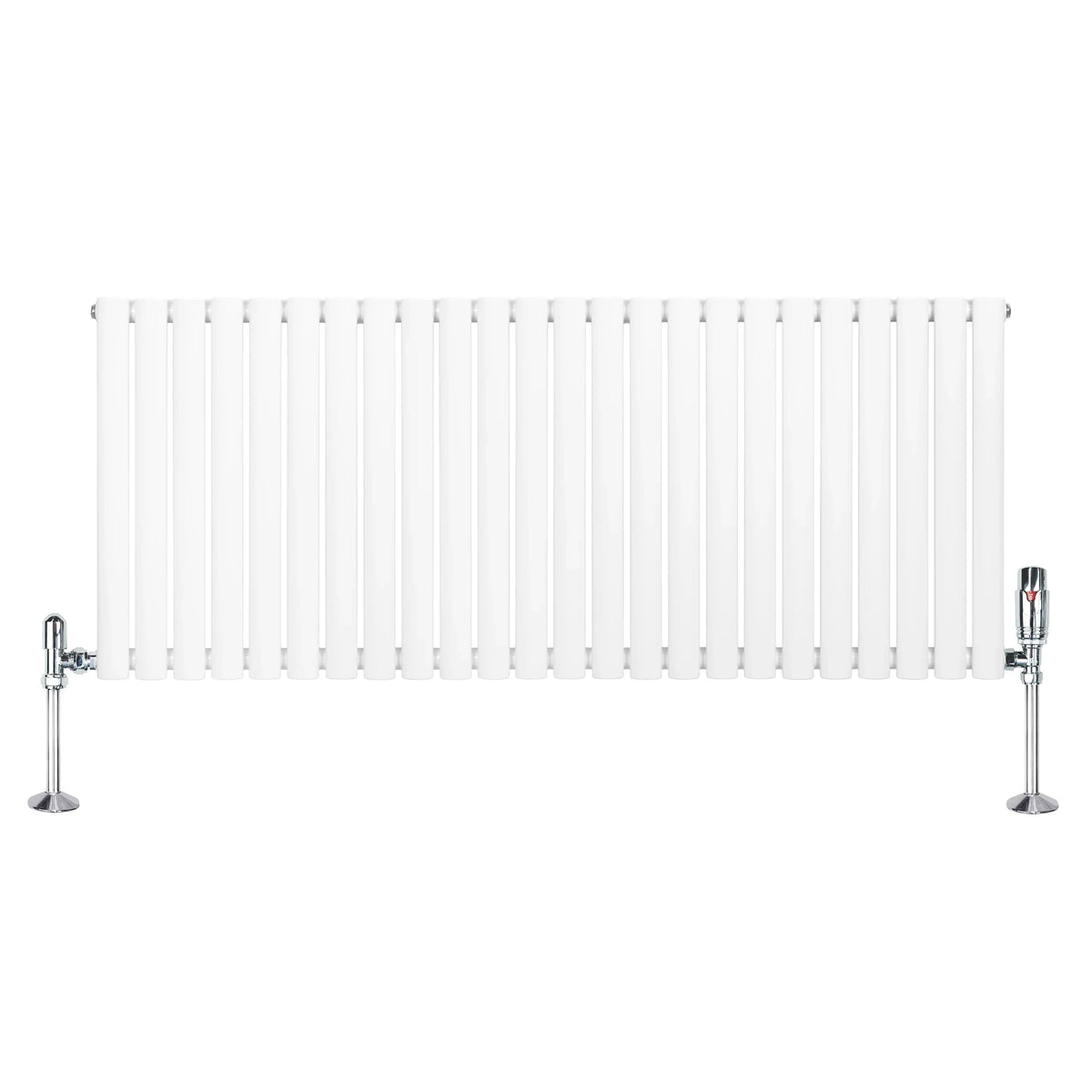 Oval Single Column Radiator & Valves – 600mm x 1440mm – White