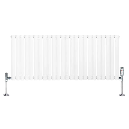 Oval Single Column Radiator & Valves – 600mm x 1440mm – White