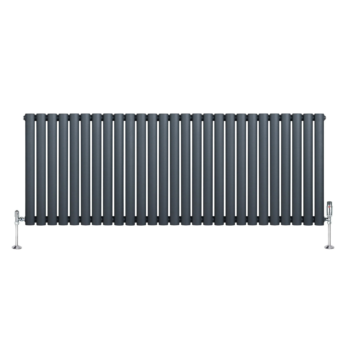 Oval Single Column Radiator & Valves – 600mm x 1620mm – Anthracite Grey