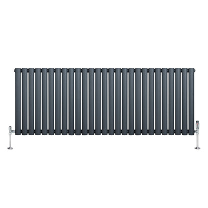 Oval Single Column Radiator & Valves – 600mm x 1620mm – Anthracite Grey