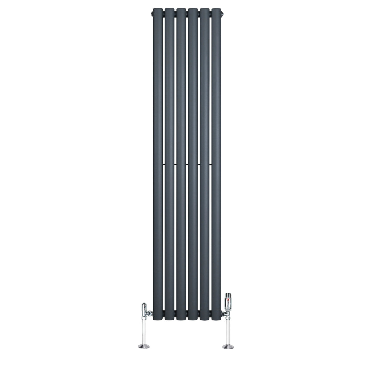 Oval Single Column Radiator & Valves – 1600mm x 360mm – Anthracite Grey