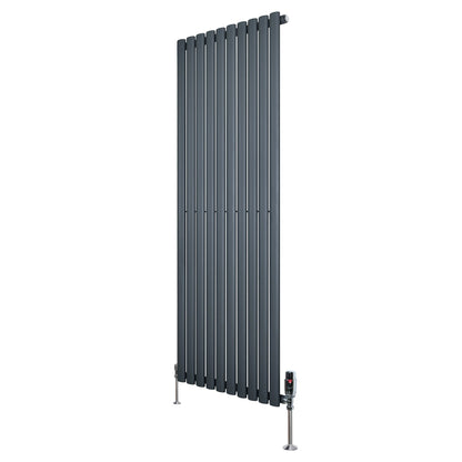 Oval Single Column Radiator & Valves – 1600mm x 600mm – Anthracite Grey