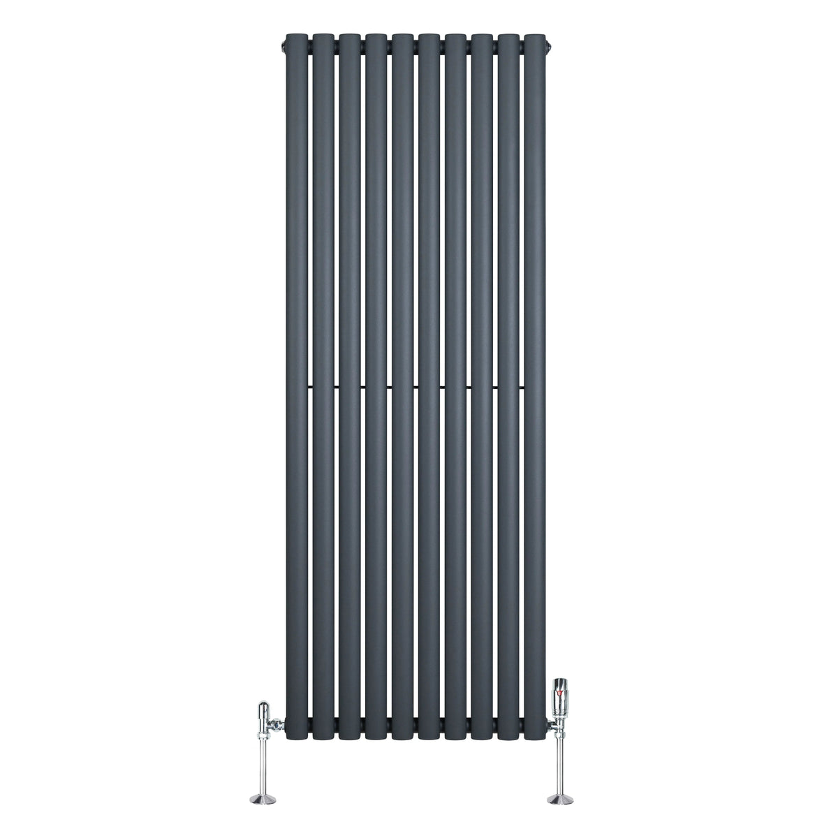 Oval Single Column Radiator & Valves – 1600mm x 600mm – Anthracite Grey