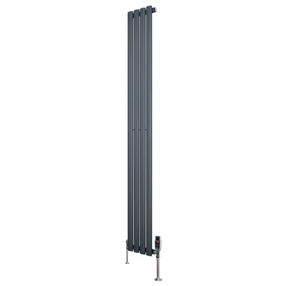 Oval Single Column Radiator & Valves – 1800mm x 240mm – Anthracite Grey