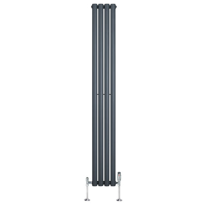 Oval Single Column Radiator & Valves – 1800mm x 240mm – Anthracite Grey