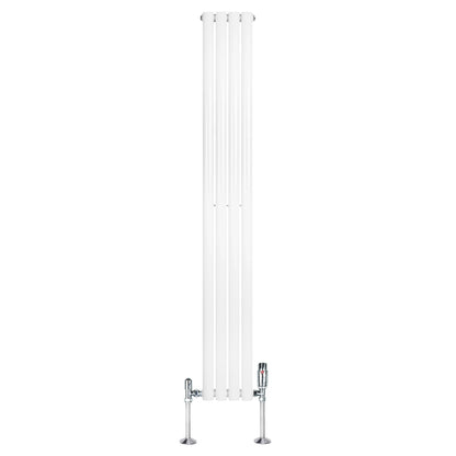 Oval Single Column Radiator & Valves – 1800mm x 240mm – White