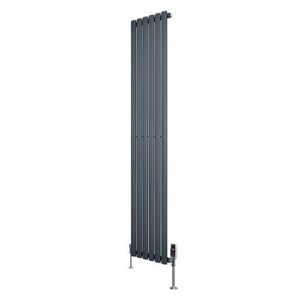 Oval Single Column Radiator & Valves – 1800mm x 360mm – Anthracite Grey