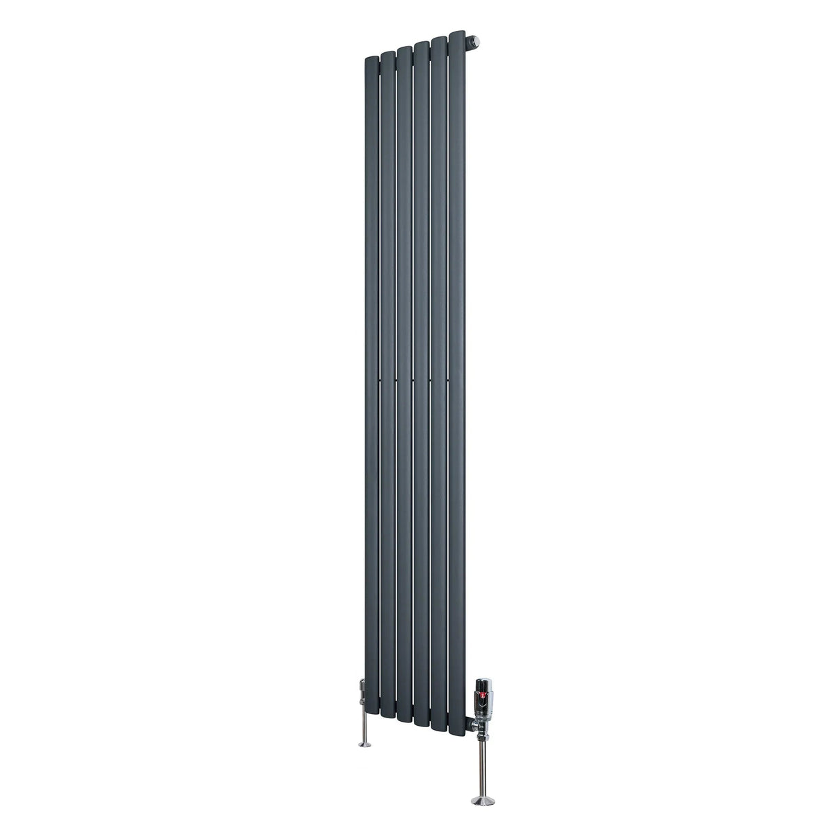 Oval Single Column Radiator & Valves – 1800mm x 360mm – Anthracite Grey