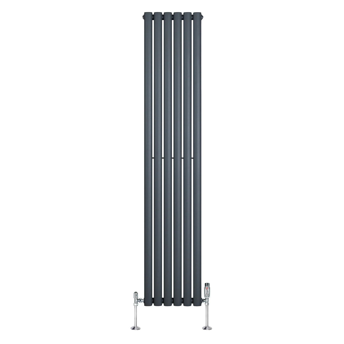 Oval Single Column Radiator & Valves – 1800mm x 360mm – Anthracite Grey