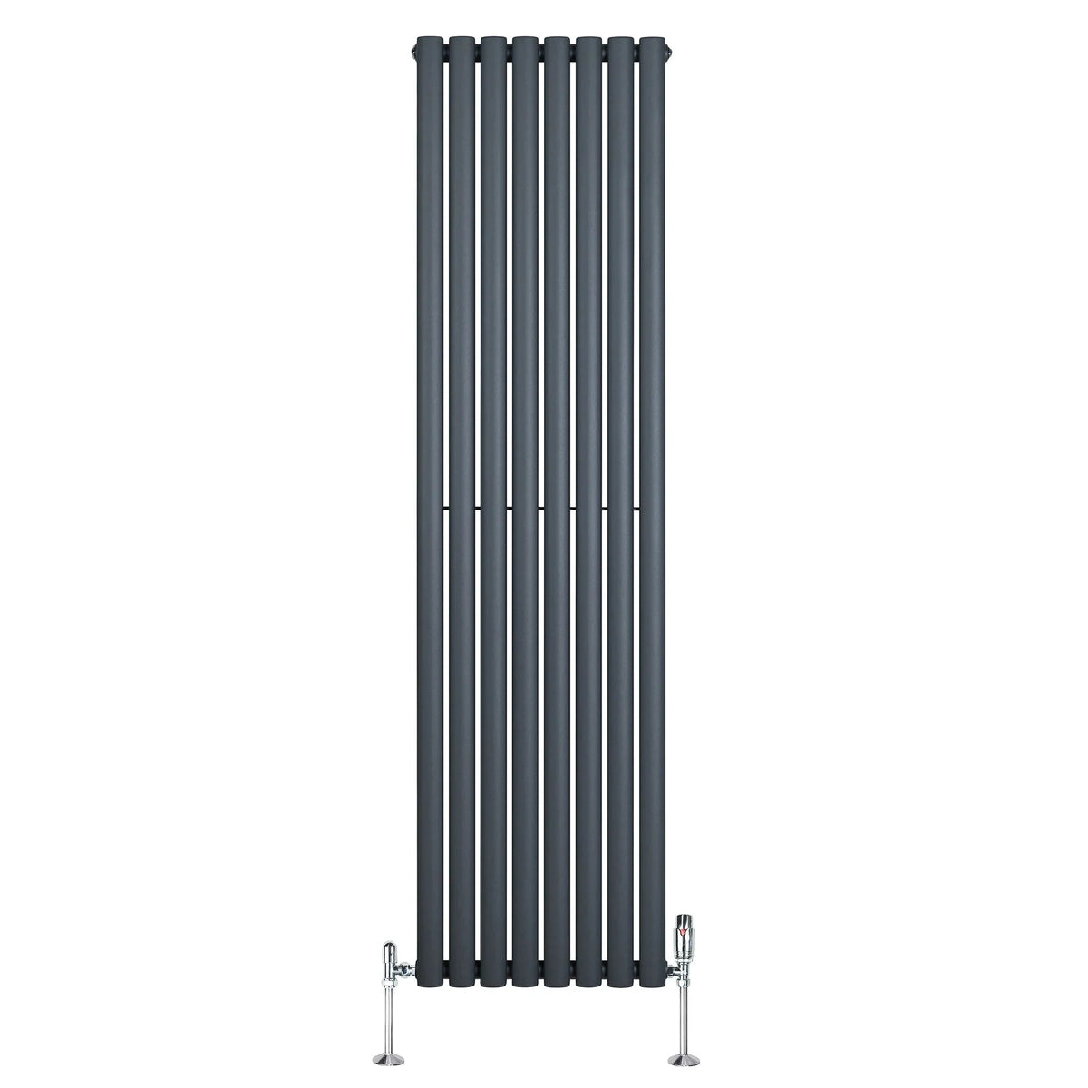 Oval Single Column Radiator & Valves – 1800mm x 480mm – Anthracite Grey