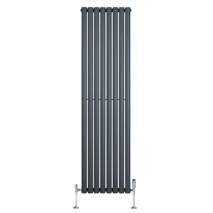 Oval Single Column Radiator & Valves – 1800mm x 480mm – Anthracite Grey