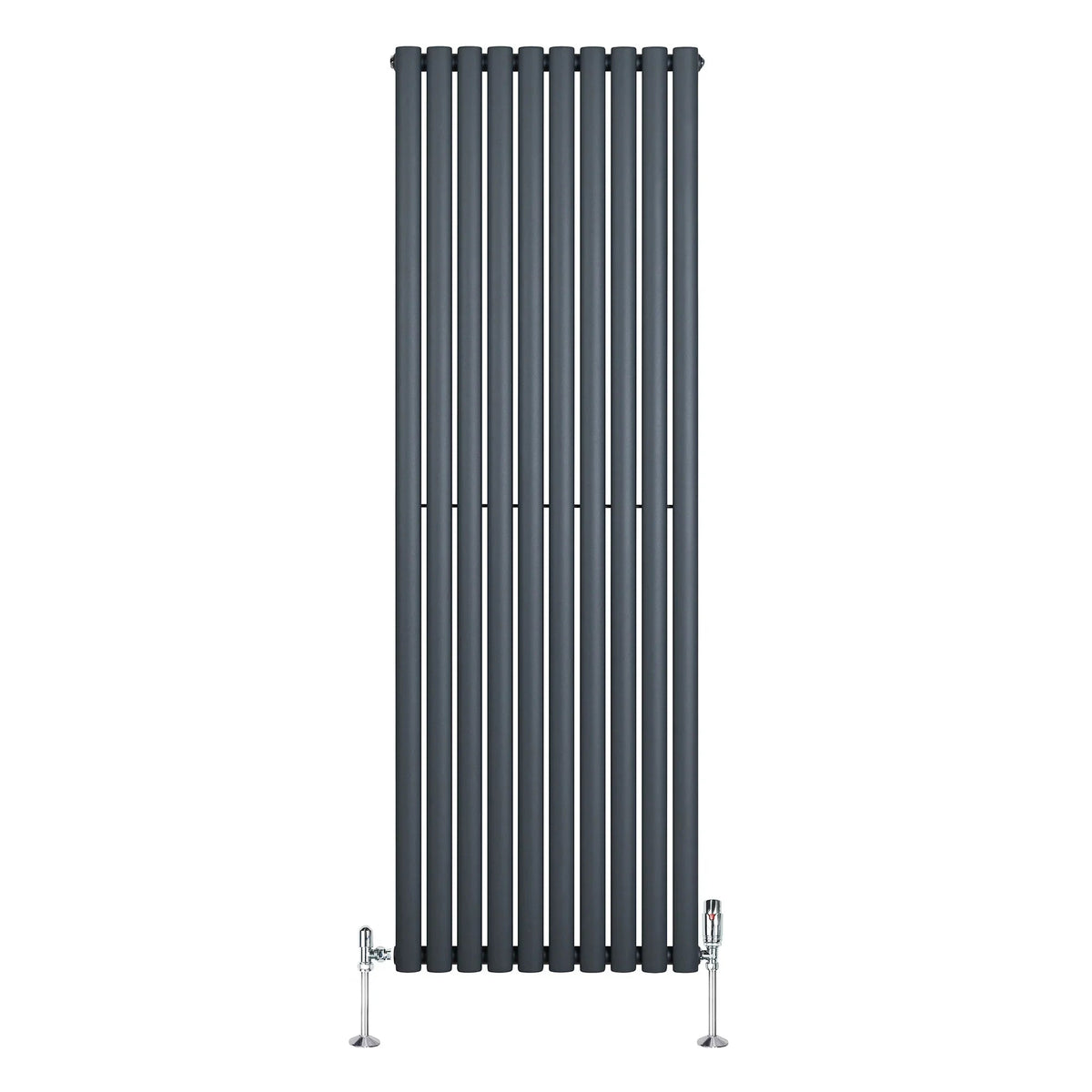 Oval Single Column Radiator & Valves – 1800mm x 600mm – Anthracite Grey