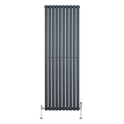 Oval Single Column Radiator & Valves – 1800mm x 600mm – Anthracite Grey