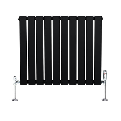 Flat Single Column Radiator & Valves – 600mm x 700mm – Black