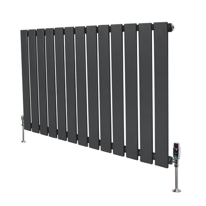 Flat Single Column Radiator & Valves – 600mm x 910mm – Anthracite Grey