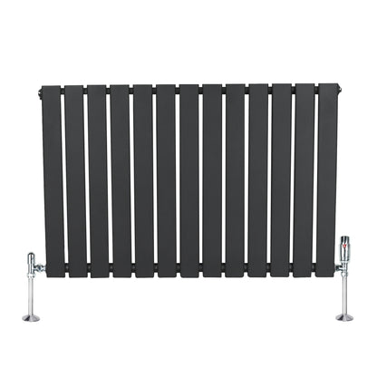 Flat Single Column Radiator & Valves – 600mm x 910mm – Anthracite Grey