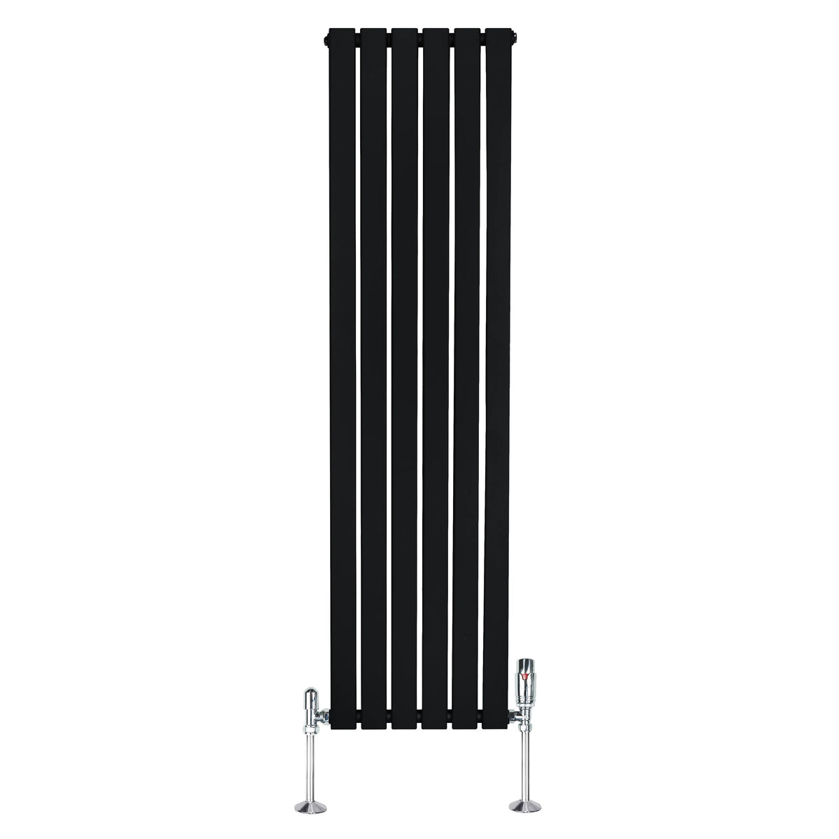 Flat Single Column Radiator & Valves – 1600mm x 420mm – Black