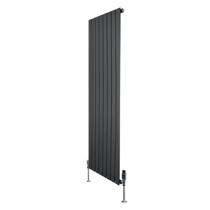 Flat Single Column Radiator & Valves – 1600mm x 560mm – Anthracite Grey