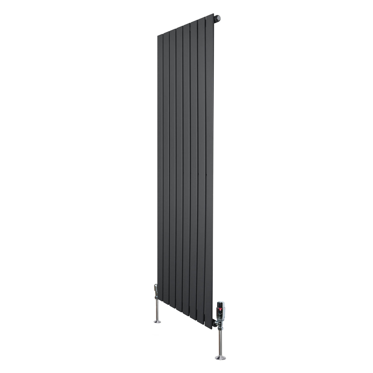 Flat Single Column Radiator & Valves – 1600mm x 560mm – Anthracite Grey