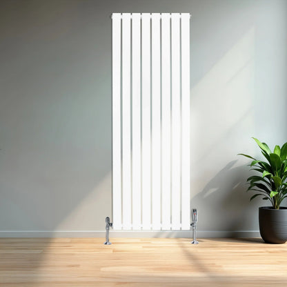 Flat Single Column Radiator & Valves – 1600mm x 560mm – White