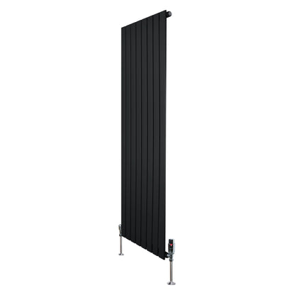 Flat Single Column Radiator & Valves – 1600mm x 560mm – Black