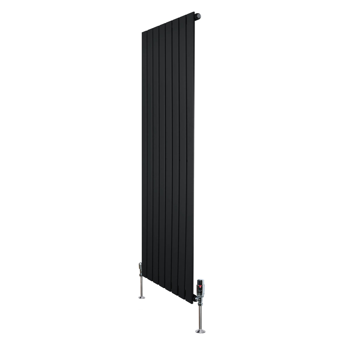Flat Single Column Radiator & Valves – 1600mm x 560mm – Black