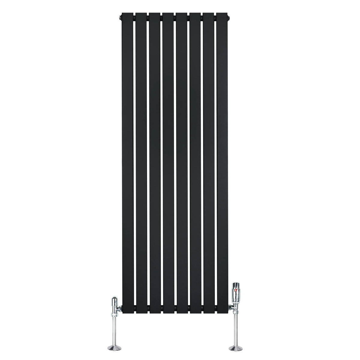 Flat Single Column Radiator & Valves – 1600mm x 560mm – Black
