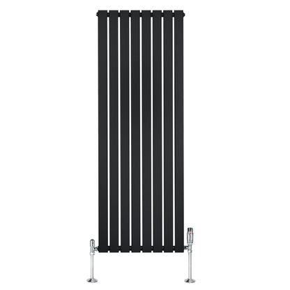 Flat Single Column Radiator & Valves – 1600mm x 560mm – Black