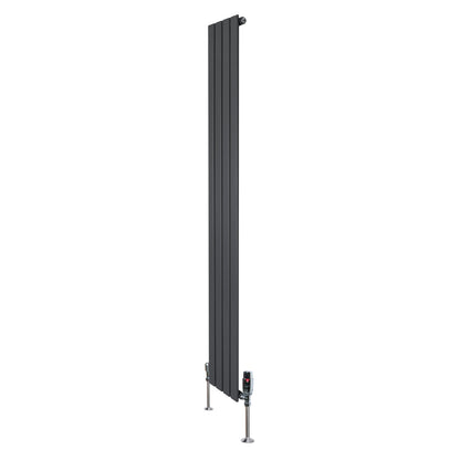 Flat Single Column Radiator & Valves – 1800mm x 280mm – Anthracite Grey