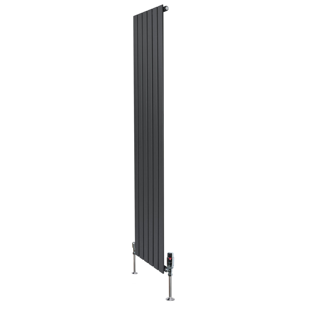 Flat Single Column Radiator & Valves – 1800mm x 420mm – Anthracite Grey