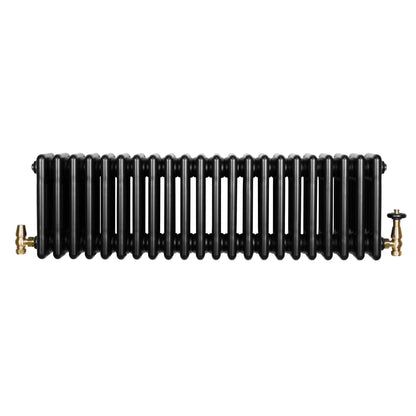 Traditional 4 Column Radiator & Valves - 300 x 1010mm - Black