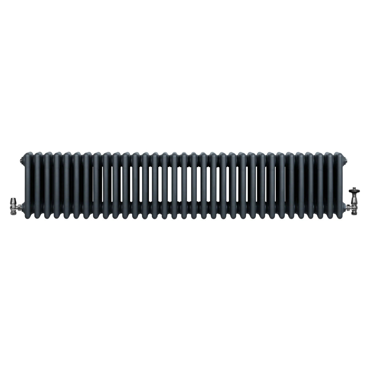 Traditional 4 Column Radiator & Valves - 300 x 1505mm - Anthracite Grey